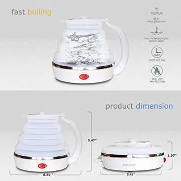 Portable NEME Travel Kettle - Collapsible Electric Boiler