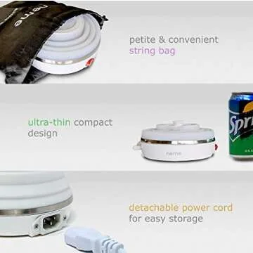 Portable NEME Travel Kettle - Collapsible Electric Boiler