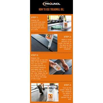 Prounol 100% Silicone Treadmill Lubricant for Belt – 6.8 Ounce Treadmill Oil Belt Lubricant - Easy to Apply Silicone Oil Ultra Precise Applicator Treadmill Belt Lubricant - All Brands Treadmill Lube