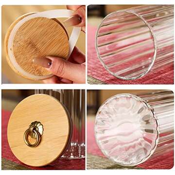 FANTESTICRYAN Glass Storage Jars with Airtight Bamboo Lid