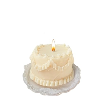 Vintage Coquette Aesthetic Soy Wax Cake Candle - Sweet Cake Scented Decorative Candle - Handmade Uni...