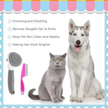 Grooming Cat Brush with Release Button for Easy Cleanup