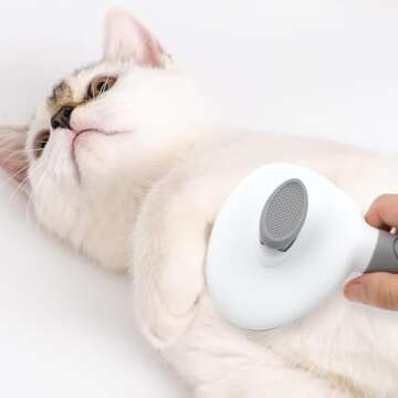 Grooming Cat Brush with Release Button for Easy Cleanup