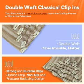 Full Shine Blonde Highlight Clip in Hair Extensions - 22 Inch Remy Human Hair Balayage