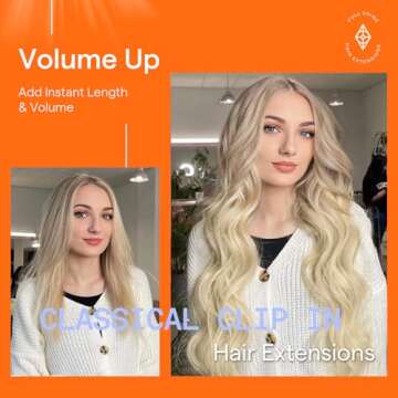 Full Shine Blonde Highlight Clip-In Hair Extensions 22 Inch