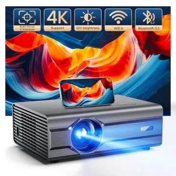 Auto Focus/4K Support Projector with WiFi 6 and Bluetooth 5.2, 850ANSI Native 1080P Outdoor Movie Pr...