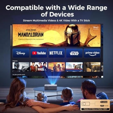 4K Smart Projector with WiFi and Bluetooth for Movies