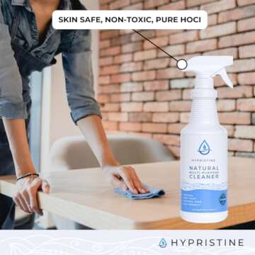 HYPRISTINE PURE Hypochlorous Acid Spray, Multi-Purpose Cleaner, Superior Shelf Life, 0% Bleach, 0% Alcohol, Food Contact Safe, Eliminate Non-Living Allergens, Remove Pet Odor, Clean Any Surface
