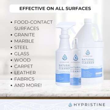 HYPRISTINE PURE Hypochlorous Acid Spray, Multi-Purpose Cleaner, Superior Shelf Life, 0% Bleach, 0% Alcohol, Food Contact Safe, Eliminate Non-Living Allergens, Remove Pet Odor, Clean Any Surface
