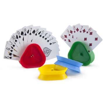 Brybelly Triangle Card Holders for Playing Cards, 4 Pack - Plastic Table Game Accessories & Pieces f...