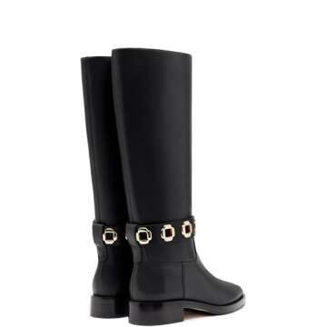 Stylish Larroudé Milan Flat Boot in Black Leather