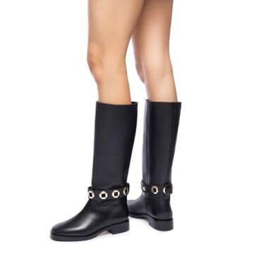 Stylish Larroudé Milan Flat Boot in Black Leather