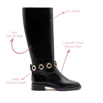 Stylish Larroudé Milan Flat Boot in Black Leather