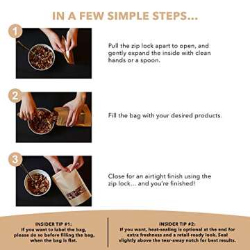 Kraft Stand-Up Pouch Bags - Reusable & Heat-Sealable