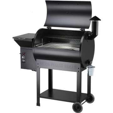 Z GRILLS ZPG-7002B Newly Upgrade Wood Pellet Grill & Smoker, 8 in 1 BBQ Grill Auto Temperature Contr...