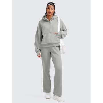 CRZ YOGA Cotton Fleece Lined Sweatpants Women 30" Straight Leg Casual Lounge Sweat Pants for Women Sterling Small