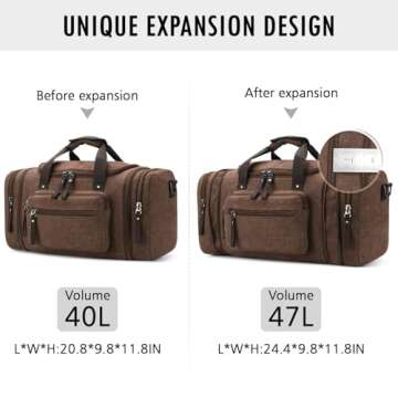 Travel Duffel Bag Men's Weekender Overnight Bag (Coffee) X-Large