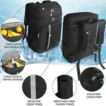 LYPULY 46 Cans Backpack Cooler - 2 Insulated Leak-Proof Compartments, Lightweight and Soft Lunch Backpack for Journeys, Camping, Beach