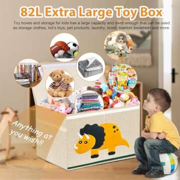 1-Pack Large Kids Toy Storage Box for Boys,Girls& 3-Pack Stackable Storage Bins for Boys and Girls, Kids Storage Drawers Boxes with Lids