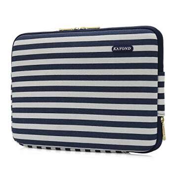 Kayond Canvas Water-Resistant 15 inch Laptop Sleeve,15.6 inch 15 inch Laptop Case Carrying Notebook Bag Compatible for ThinkPad MacBook (15-15.6 inches, Breton Stripe)