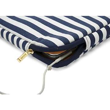 Kayond Canvas Water-Resistant 15 inch Laptop Sleeve,15.6 inch 15 inch Laptop Case Carrying Notebook Bag Compatible for ThinkPad MacBook (15-15.6 inches, Breton Stripe)