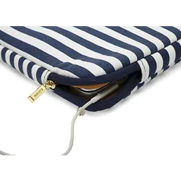 Kayond Canvas Water-Resistant 15 inch Laptop Sleeve,15.6 inch 15 inch Laptop Case Carrying Notebook Bag Compatible for ThinkPad MacBook (15-15.6 inches, Breton Stripe)