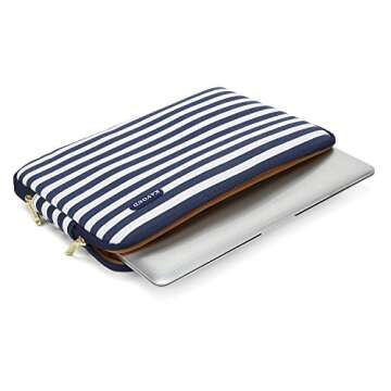 Kayond Canvas Water-Resistant 15 inch Laptop Sleeve,15.6 inch 15 inch Laptop Case Carrying Notebook Bag Compatible for ThinkPad MacBook (15-15.6 inches, Breton Stripe)