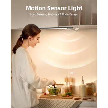 EZVALO Under Cabinet Lighting, 2200mAh Detachable Battery, 76 LEDs Dimmable Closet Lights, 3 Color Temps, Wireless Motion Sensor Light for Stairway, Kitchen, Wardrobe with 3 Battery - Space Gray