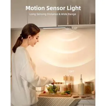 EZVALO Under Cabinet Lighting, 2200mAh Detachable Battery, 76 LEDs Dimmable Closet Lights, 3 Color Temps, Wireless Motion Sensor Light for Stairway, Kitchen, Wardrobe with 3 Battery - Space Gray