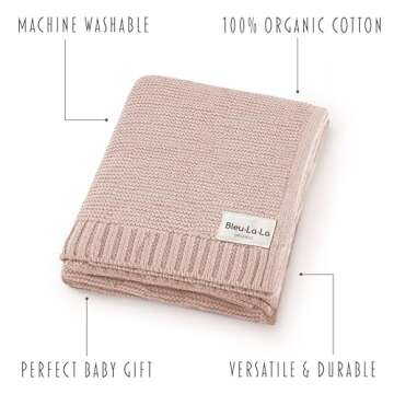 Bleu La La Organic Swaddle Blanket for Newborns - Blush Pink