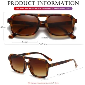 Sunglasses Retro Square for Women Men UV Protection