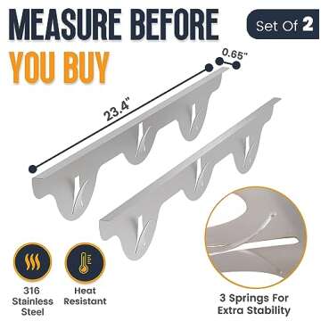 Linda's Essentials Stove Gap Covers Stainless Steel (2 Pack), Heat Resistant Oven Gap Filler Seals Gaps Between Stovetop and Counter, Easy to Clean Range Trim Kit (23.4 Inches, Silver (Steel))