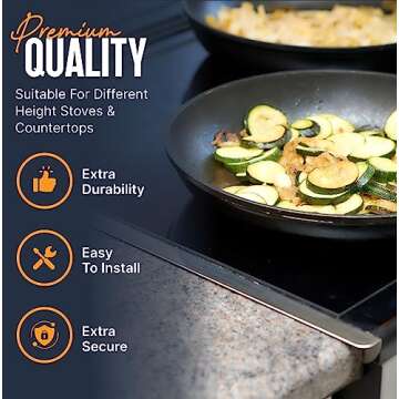 Linda's Essentials Stove Gap Covers Stainless Steel (2 Pack), Heat Resistant Oven Gap Filler Seals Gaps Between Stovetop and Counter, Easy to Clean Range Trim Kit (23.4 Inches, Silver (Steel))