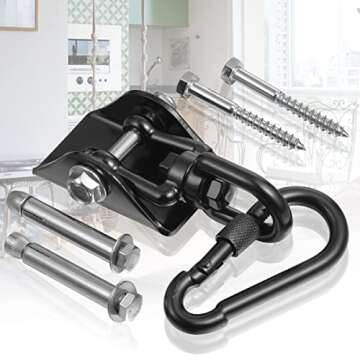 Hammock Hanging Kit,Hanging Chair Hardware 360°Rotating 1200 lb Capacity Hammock Hooks Heavy Duty,H...