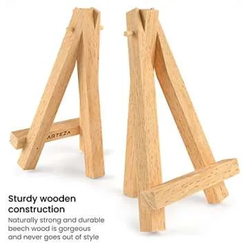 ARTEZA 5 Inch Mini Display Wood Easel, Pack of 40 Art Supplies for Displaying Small Canvases, Busine...