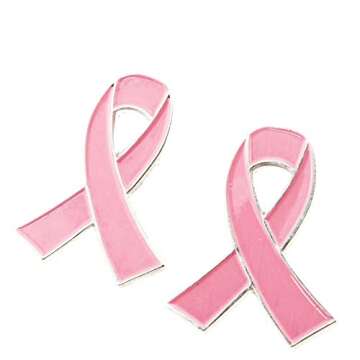 Batino 10pcs Pink Ribbon Badge Brooch Pin for Breast Cancer Awareness