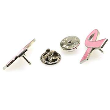 Batino 10pcs Pink Ribbon Badge for Breast Cancer Awareness