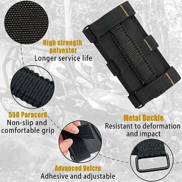 KKIKK Paracord Grab Handles, 2/4 Pack Wrangler Roll Bar Grab Handles for JK TJ JL CJ YJ JKU JLU and Gladiator JT Wrangler Hardware Handle for 2019 2020 2021 2022 2023 2024 Modle