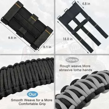 KKIKK Paracord Grab Handles, 2/4 Pack Wrangler Roll Bar Grab Handles for JK TJ JL CJ YJ JKU JLU and Gladiator JT Wrangler Hardware Handle for 2019 2020 2021 2022 2023 2024 Modle