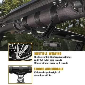 KKIKK Paracord Grab Handles, 2/4 Pack Wrangler Roll Bar Grab Handles for JK TJ JL CJ YJ JKU JLU and Gladiator JT Wrangler Hardware Handle for 2019 2020 2021 2022 2023 2024 Modle