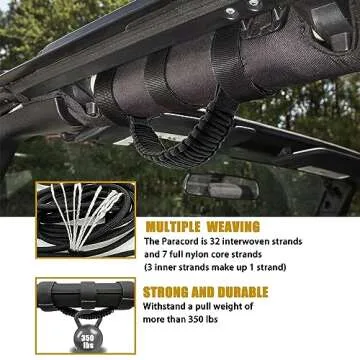 KKIKK Paracord Grab Handles, 2/4 Pack Wrangler Roll Bar Grab Handles for JK TJ JL CJ YJ JKU JLU and Gladiator JT Wrangler Hardware Handle for 2019 2020 2021 2022 2023 2024 Modle