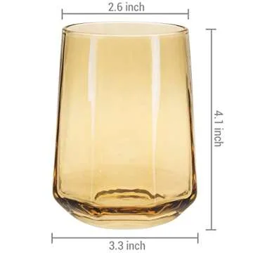 MyGift Vintage Style Amber Glassware Set of 4, Stemless Wine Glasses
