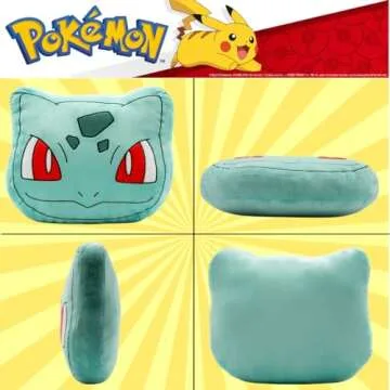 Franco Pokemon Bulbasaur Anime Bedding Super Soft Plush Decorative Pillow, One Size, (Officially Licensed Product)