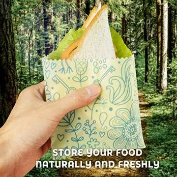 Akeeko Reusable Beeswax Food Wraps - Assorted 9 Packs, Reusable, Plastic-Free Food Storage, 5 Small, 3 Medium, 1 Large Wraps with Plants Pattern