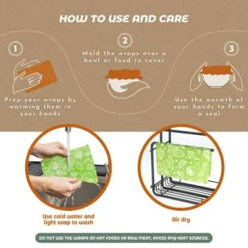 Akeeko Reusable Beeswax Food Wraps - Assorted 9 Packs, Reusable, Plastic-Free Food Storage, 5 Small, 3 Medium, 1 Large Wraps with Plants Pattern