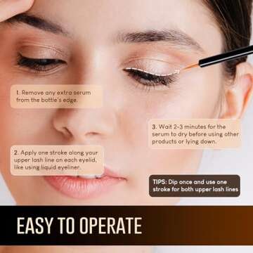 VieBeauti Premium Eyelash Growth Serum: lash Serum Enhancement, Eyelash Serum Promotes Appearance of Longer, Thicker, Healthier and Stronger Lashes, Irritation-Free, Deep Gold, 0.1 Fl. Oz.