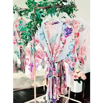 ModParty Floral Succulent Robe | Bride & Bridesmaid Getting Ready Robes | Soft Cotton Kimono | Colorful Flower Design | Wedding Day Essential | Women Lounge Wear