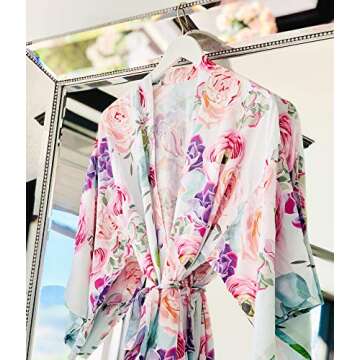 ModParty Floral Succulent Robe | Bride & Bridesmaid Getting Ready Robes | Soft Cotton Kimono | Colorful Flower Design | Wedding Day Essential | Women Lounge Wear