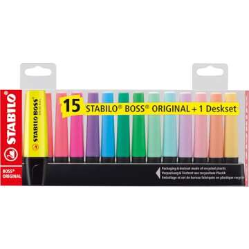 STABILO Highlighter BOSS ORIGINAL Deskset of 15 Assorted Colours