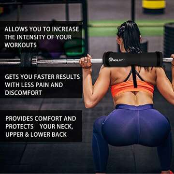 NEALFIT Barbell Pad Squat Pad for Squats—Squat Bar Pad—Great for Weightlifting,Lunges and Hip Thrusts—Foam Sponge Pad—Fit Standard and Olympic Bars Perfectly